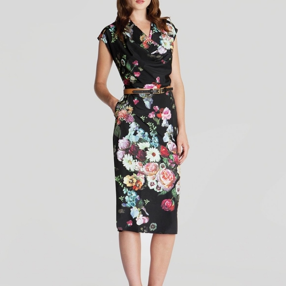 TED BAKER ROBYNE OIL PAINTING DRESS SIZE 3